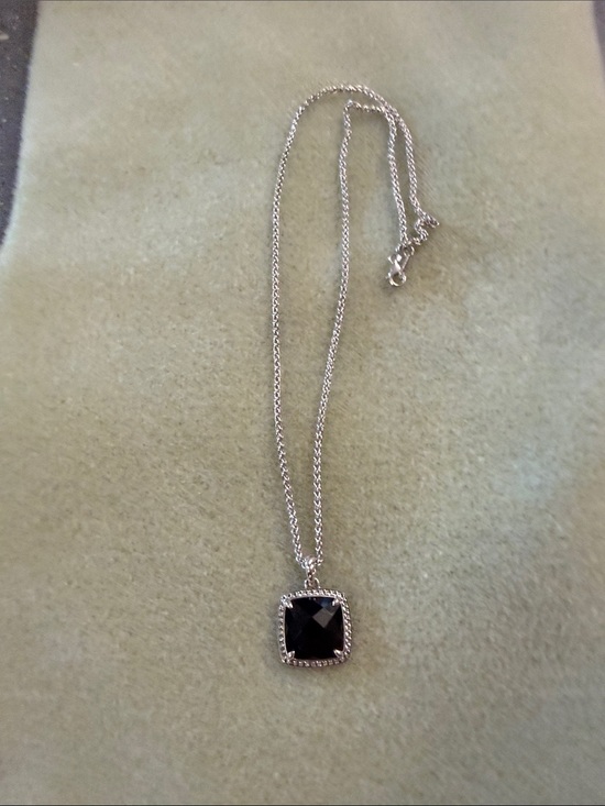 Effy Jewelry - Effy Sterling Silver Necklace with Black Cushion-Cut Pendant
